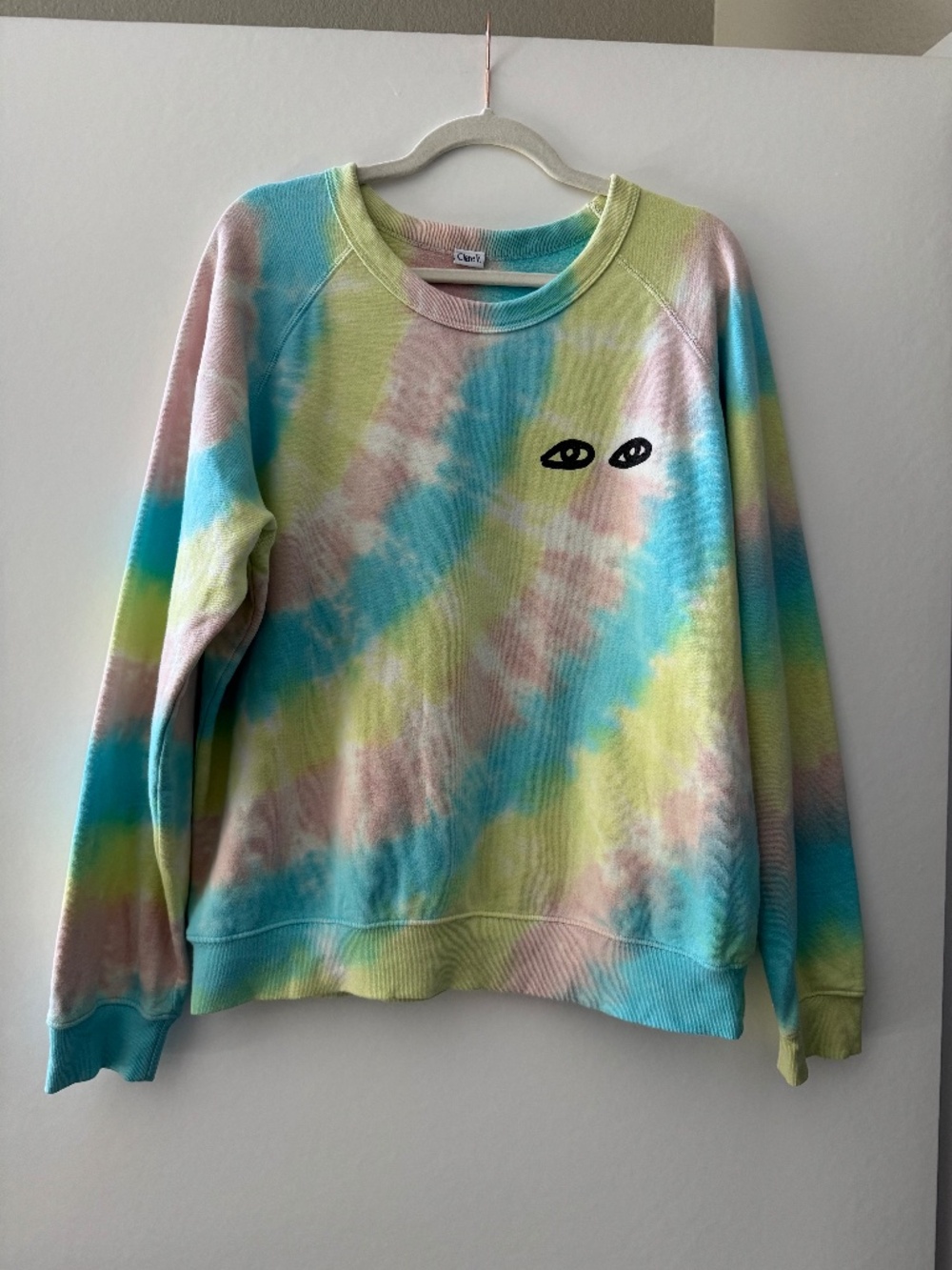 Clare V Pastel Tie Dye Eyes Crewneck Sweatshirt Large